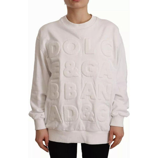 Dolce & Gabbana White Logo Embossed Cotton Sweatshirt Sweater Dolce & Gabbana