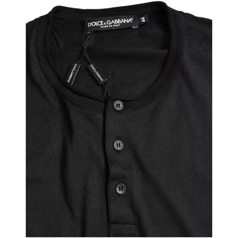 Dolce & Gabbana Black Buttoned Roundneck Short Sleeve T-shirt Dolce & Gabbana