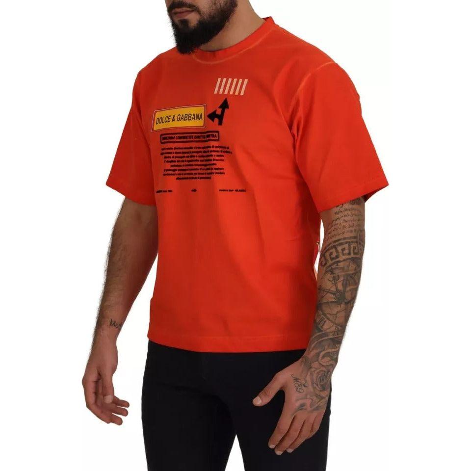 Dolce & Gabbana Orange Logo Print Crewneck Cotton T-shirt Dolce & Gabbana