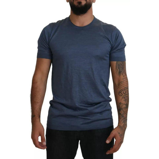 Dolce & Gabbana Light Blue Silk Men Short Sleeves T-shirt Dolce & Gabbana