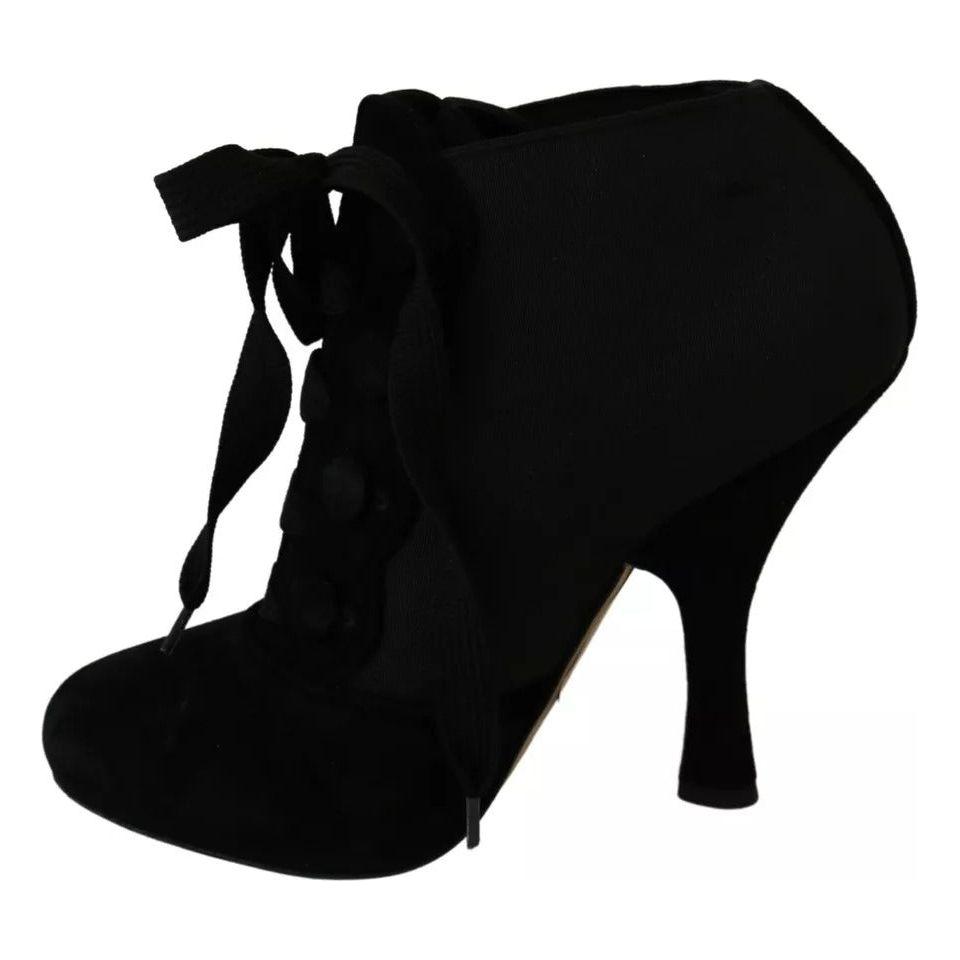 Dolce & Gabbana Black Suede Stretch Ankle Boots Booties Shoes Dolce & Gabbana