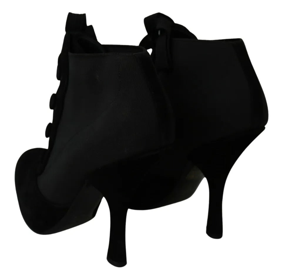 Dolce & Gabbana Black Suede Stretch Ankle Boots Booties Shoes Dolce & Gabbana