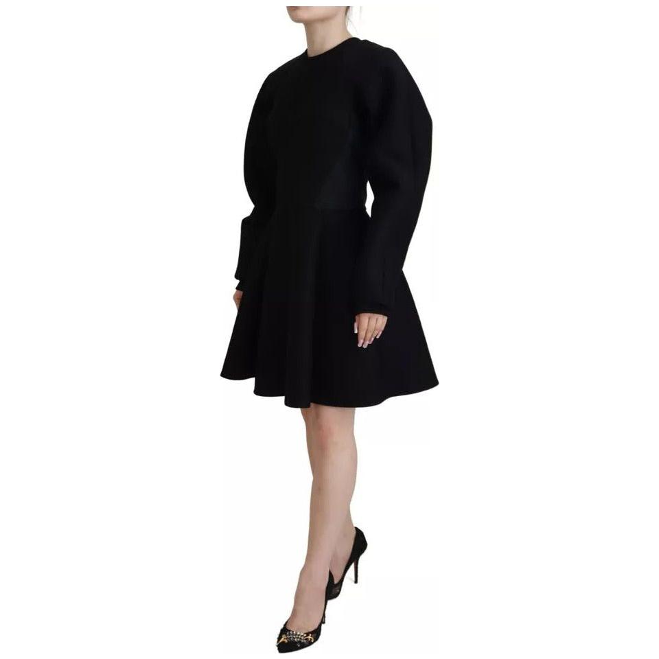 Dolce & Gabbana Black Long Sleeves A-line Mini Cotton Dress Dolce & Gabbana