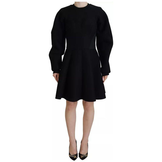 Dolce & Gabbana Black Long Sleeves A-line Mini Cotton Dress Dolce & Gabbana