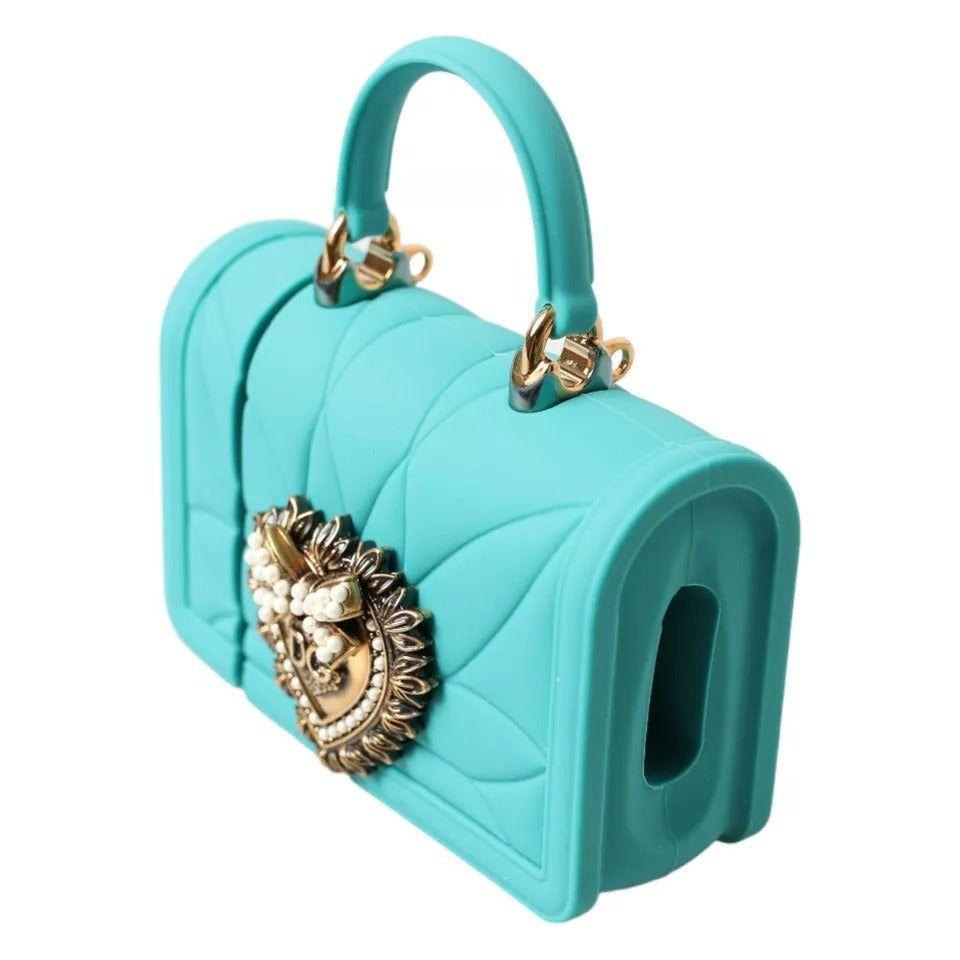 Dolce & Gabbana Turquoise Silicone Devotion Heart Bag Cover Hand Airpods Case Dolce & Gabbana