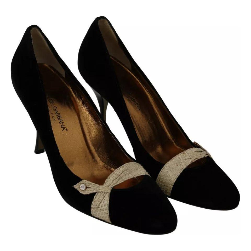 Dolce & Gabbana Black Velvet Ayers High Heels Pumps Shoes Dolce & Gabbana