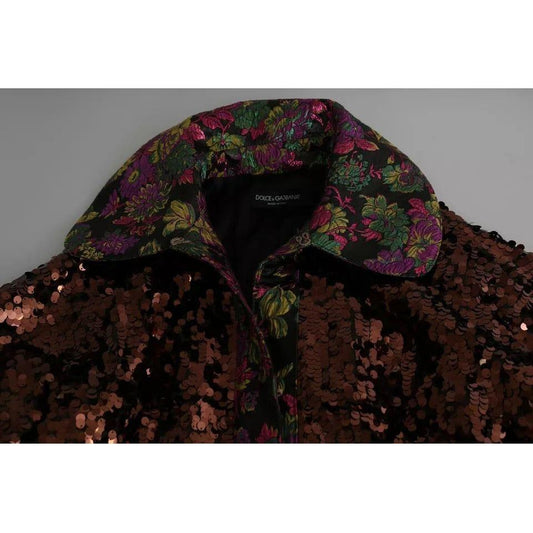 Dolce & Gabbana Multicolor Sequined Long Coat Jaquard Jacket Dolce & Gabbana