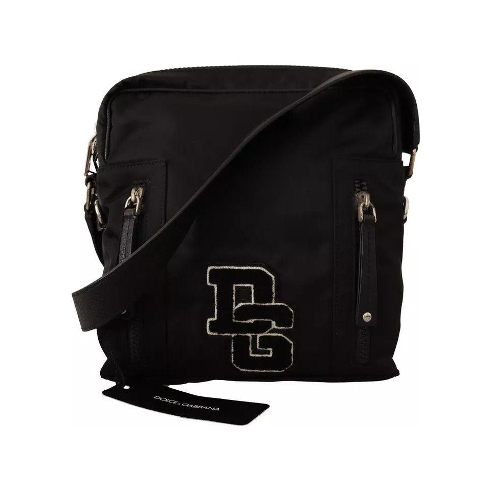 Dolce & Gabbana Black Nylon Leather DG Logo Patch Messenger Cross Body Bag Dolce & Gabbana