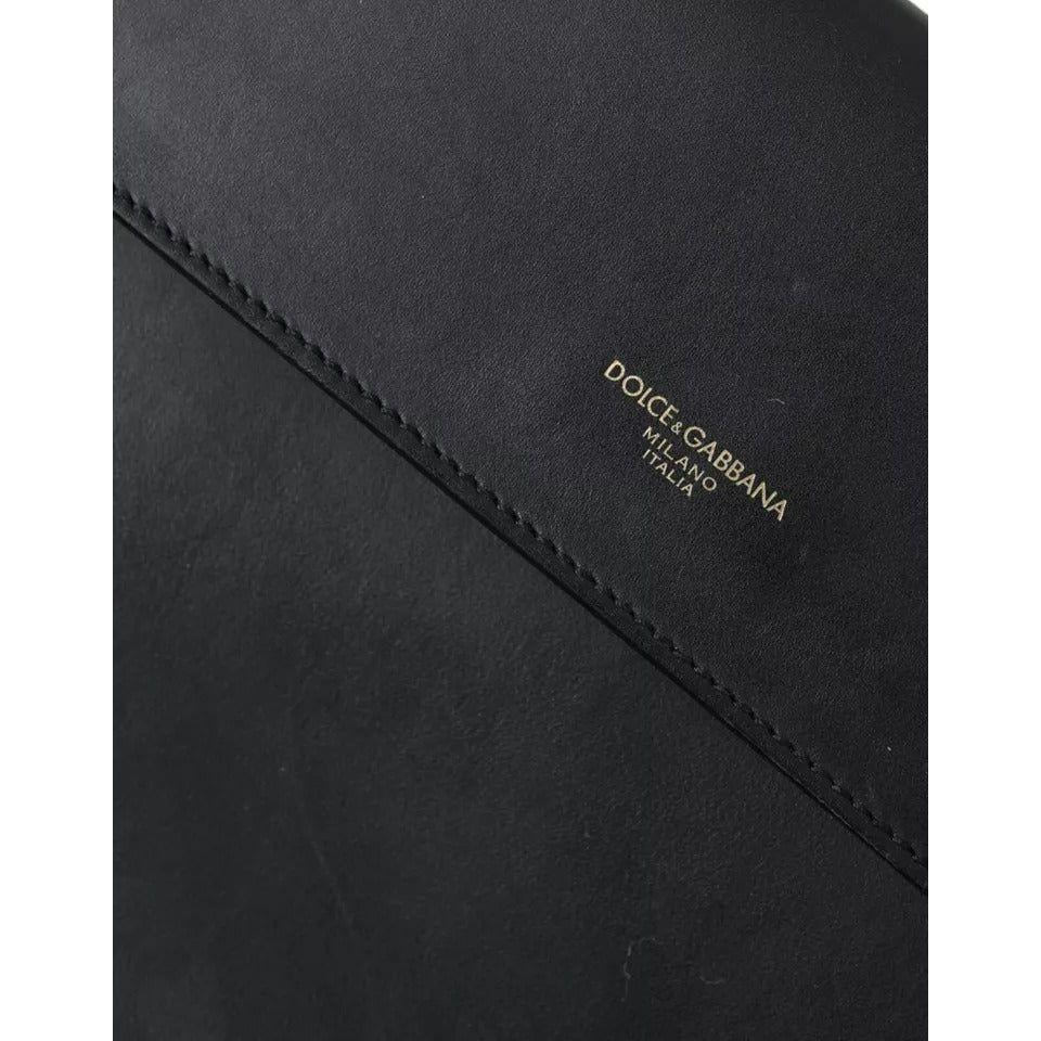 Dolce & Gabbana Black Calf Leather Large Logo Document Holder Clutch Men Bag Dolce & Gabbana