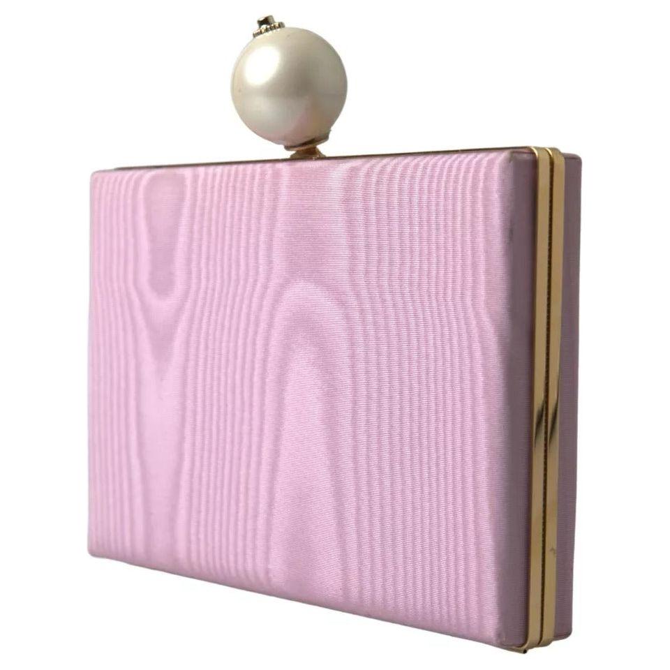 Dolce & Gabbana Pink Silk Gold Frame Clutch Evening Party Purse Bag Dolce & Gabbana