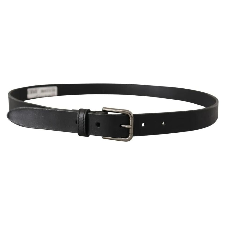 Dolce & Gabbana Black Calf Leather Classic Metal Logo Buckle Belt Dolce & Gabbana