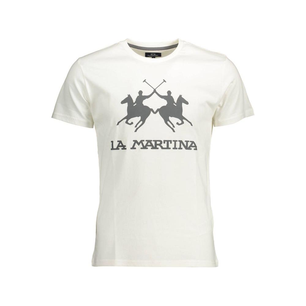 La Martina White Cotton Men T-Shirt La Martina