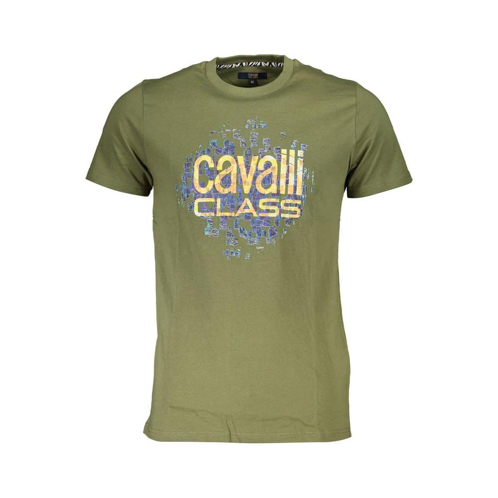 Cavalli Class Green Cotton T-Shirt Cavalli Class