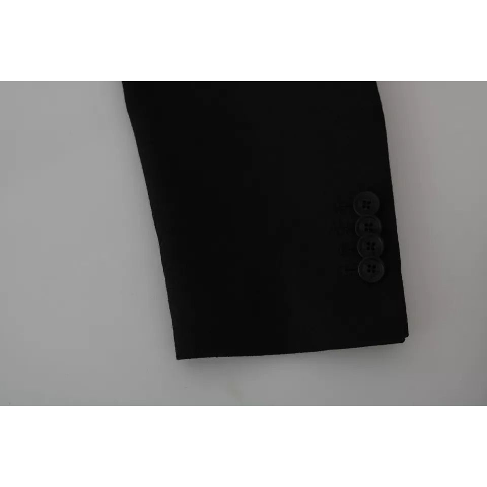 Dolce & Gabbana Black Wool Slim Fit Notch Jacket Blazer