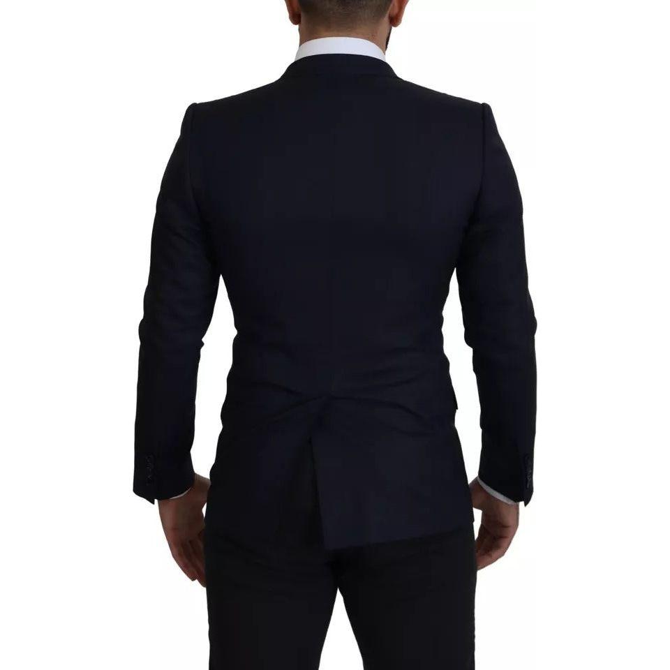 Dolce & Gabbana Blue Wool Single Breasted Coat Men Blazer Dolce & Gabbana