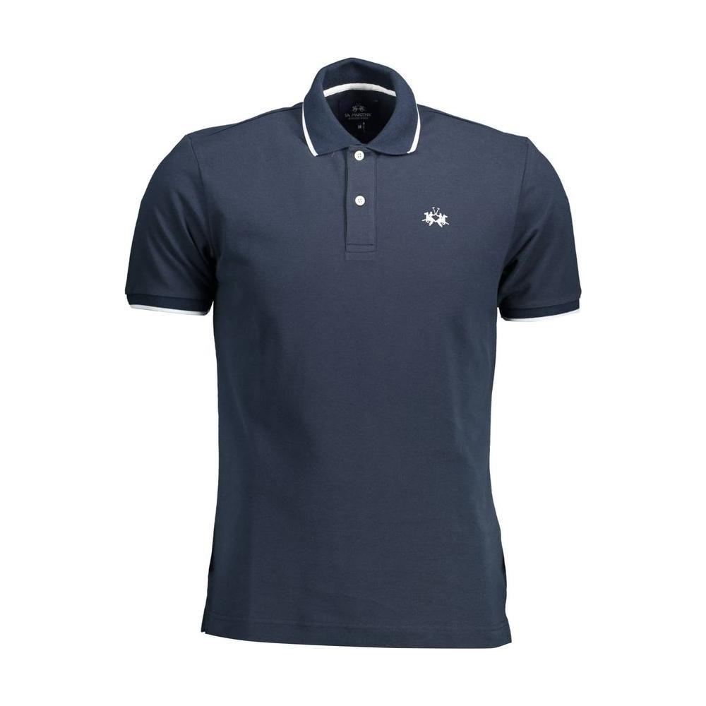 La Martina Blue Cotton Men Polo La Martina