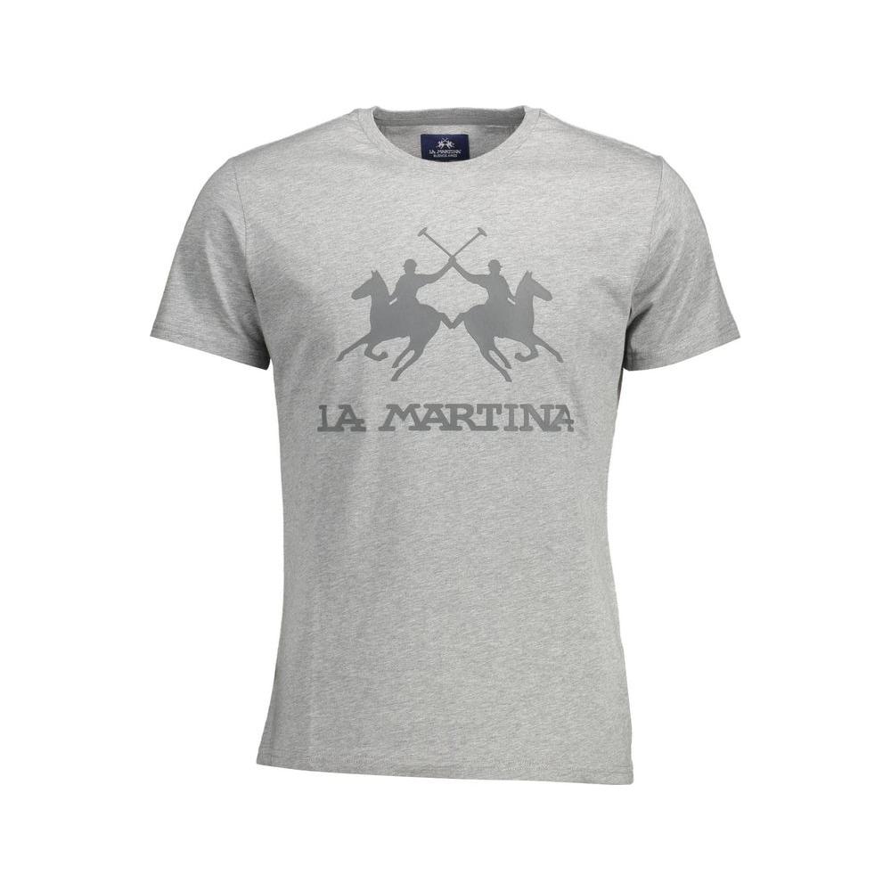 La Martina Gray Cotton Men T-Shirt