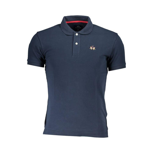 La Martina Blue Cotton Men Polo Shirt La Martina