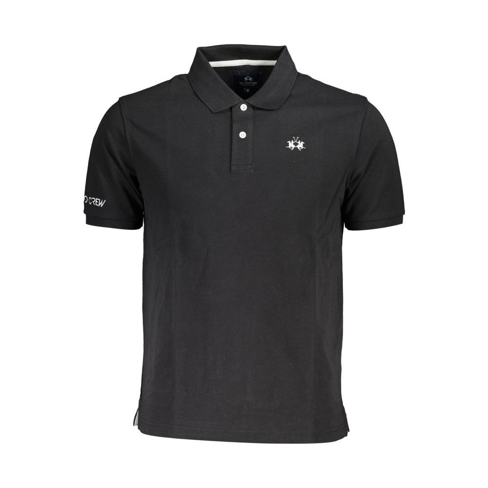 La Martina Black Cotton Men Polo Shirt La Martina