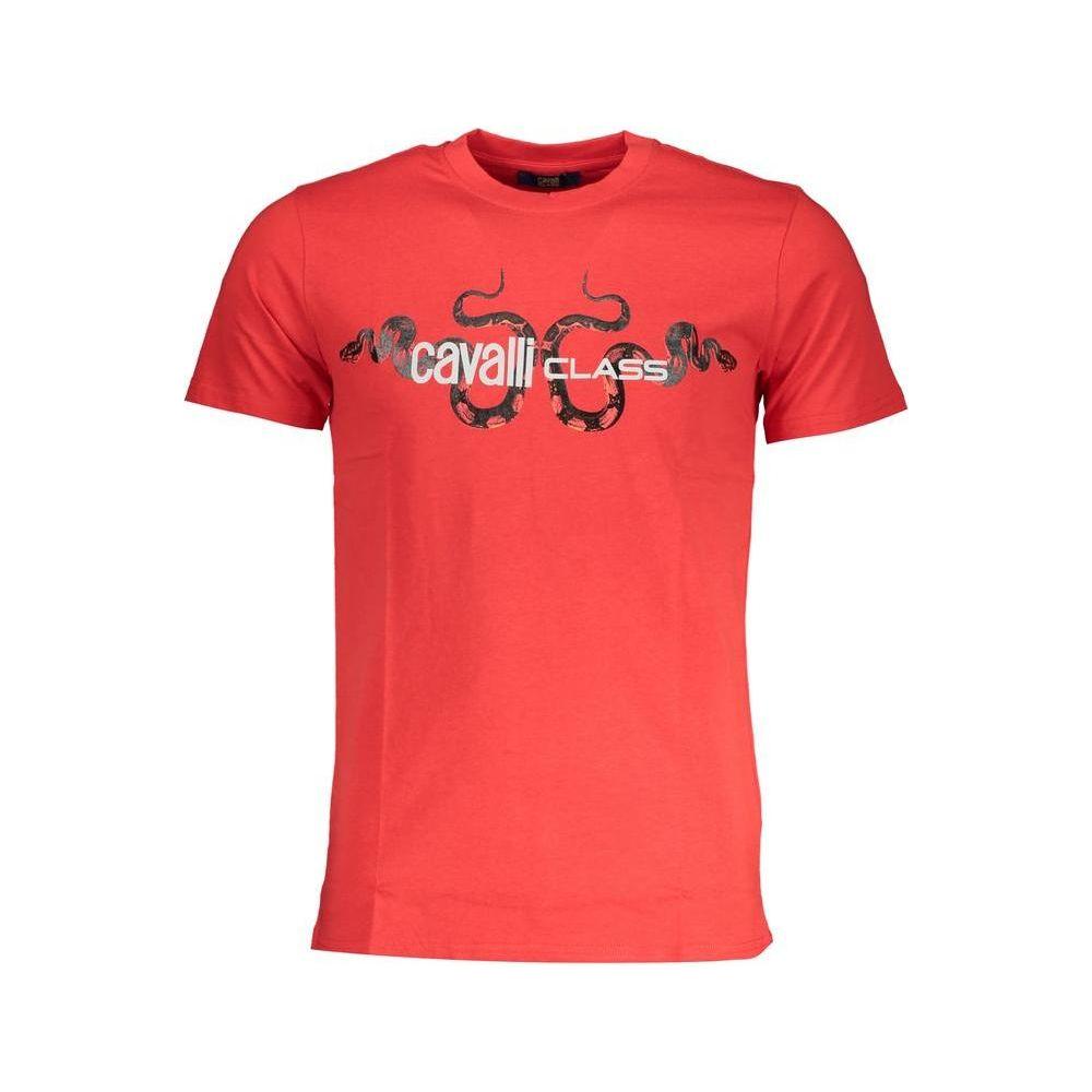 Cavalli Class Red Cotton T-Shirt Cavalli Class