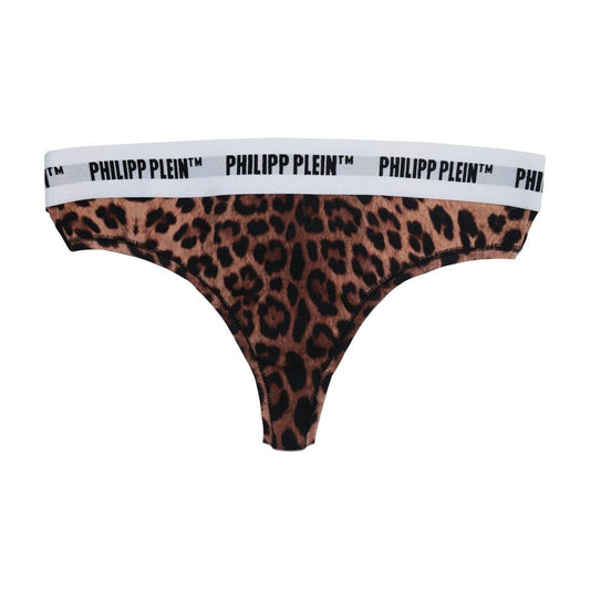 Philipp Plein Brown Cotton Women Thong WOMAN UNDERWEAR Philipp Plein