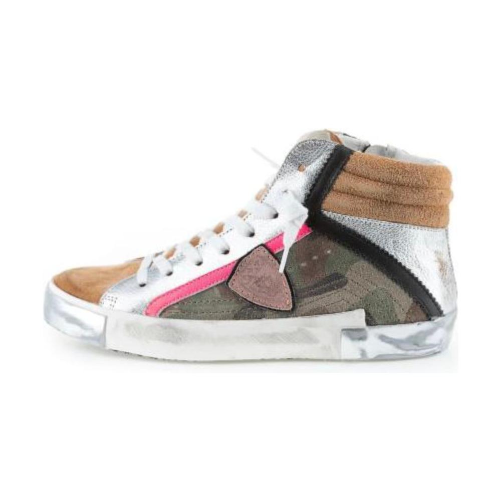 Philippe Model Army Green High-Top Sneakers with Leather Accents Philippe Model