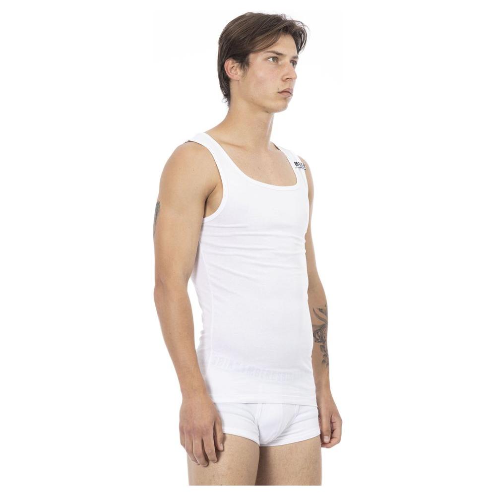 Bikkembergs White Cotton Men Tank Top Bikkembergs