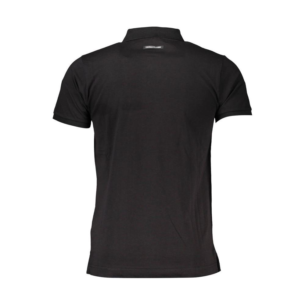 Cavalli Class Black Cotton Men Polo Shirt Cavalli Class