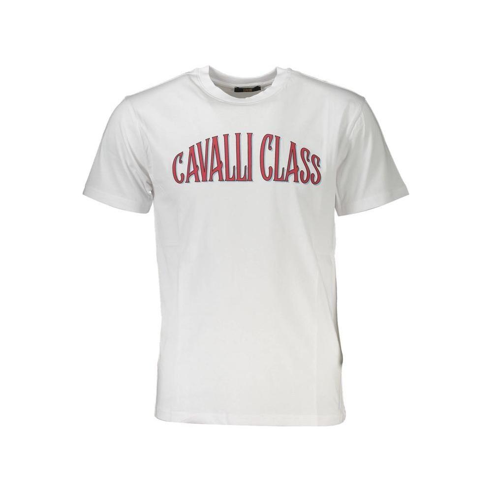 Cavalli Class White Cotton Men T-Shirt Cavalli Class