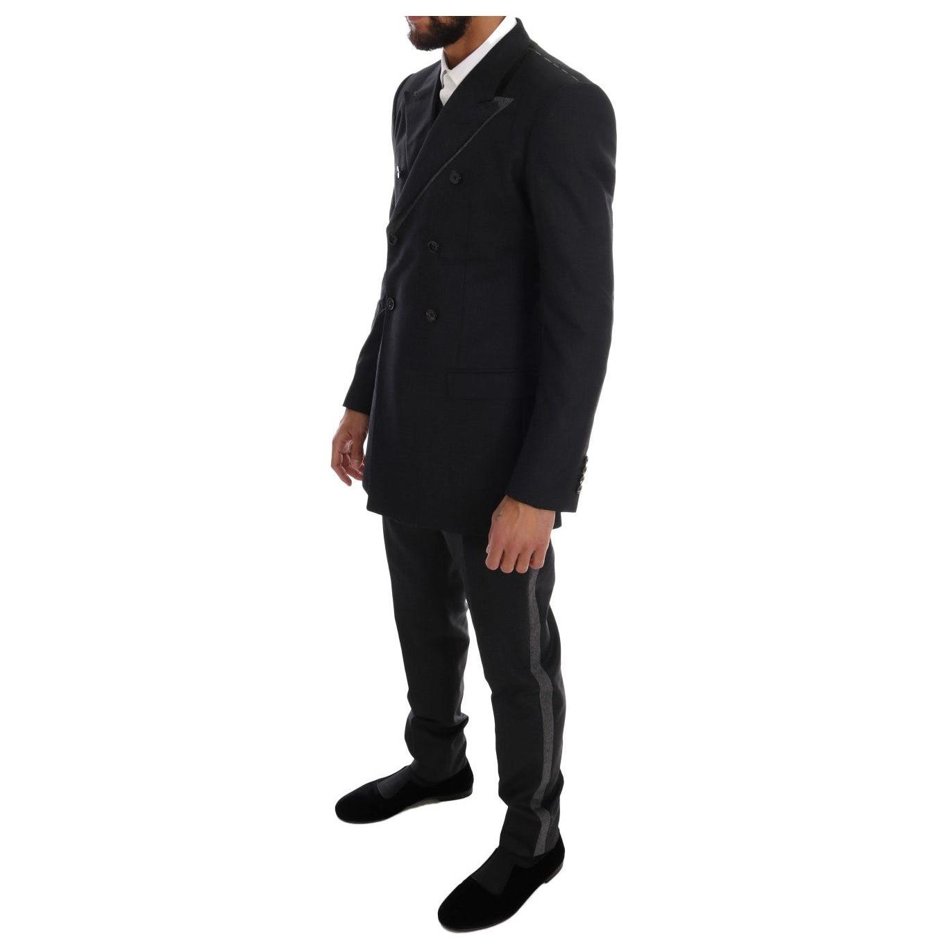 Dolce & Gabbana Elegant Gray Double Breasted Wool Suit Dolce & Gabbana Black