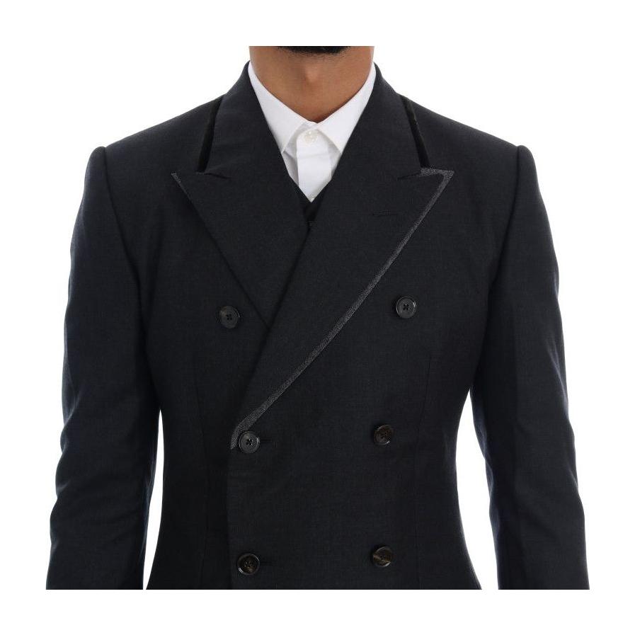 Dolce & Gabbana Elegant Gray Double Breasted Wool Suit Dolce & Gabbana Black