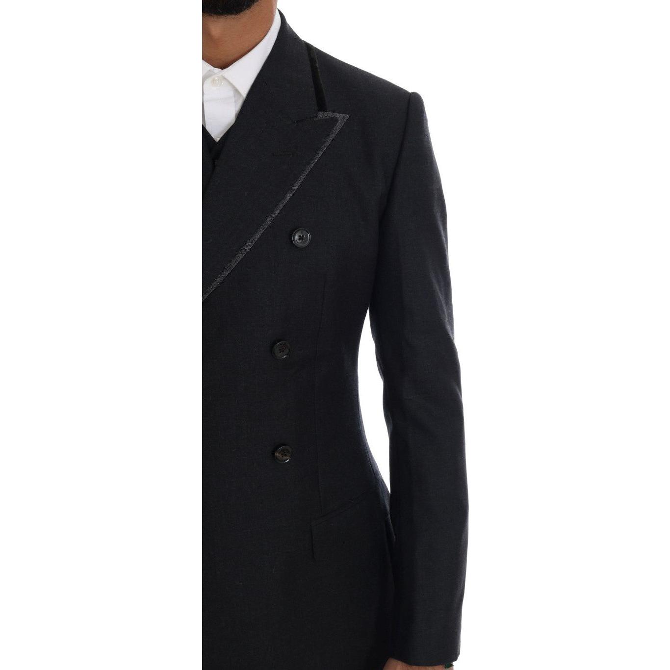 Dolce & Gabbana Elegant Gray Double Breasted Wool Suit Dolce & Gabbana Black