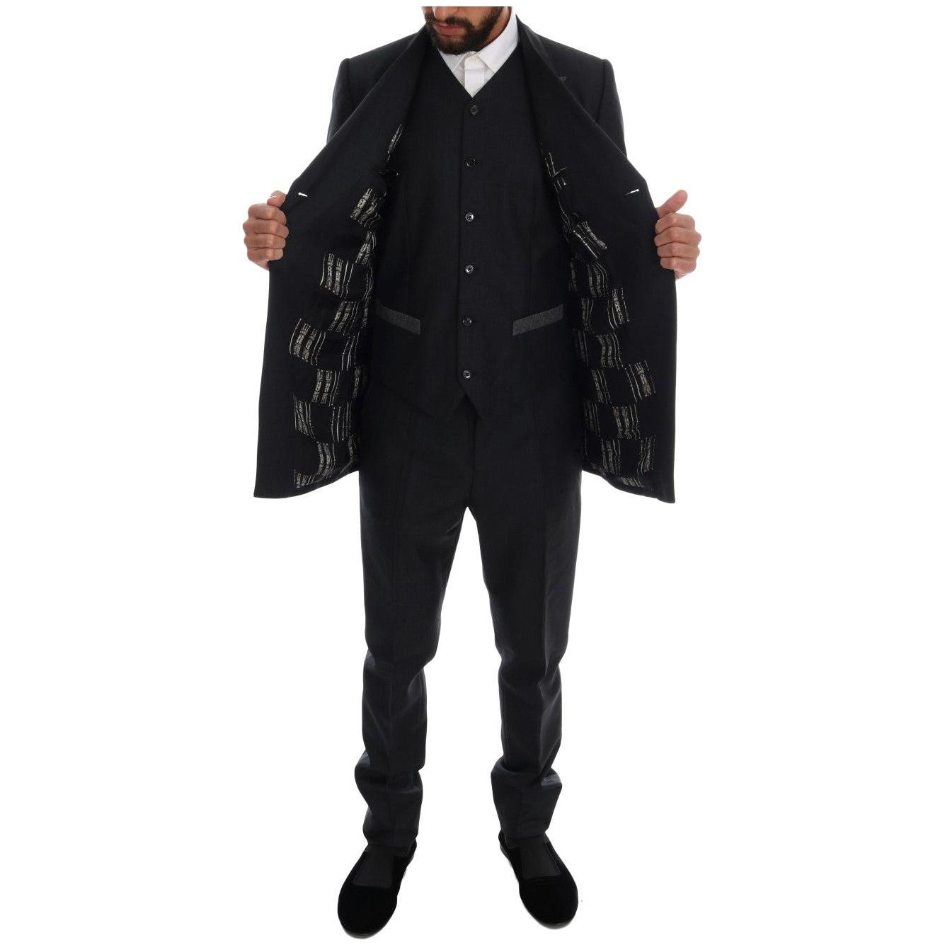 Dolce & Gabbana Elegant Gray Double Breasted Wool Suit Dolce & Gabbana Black