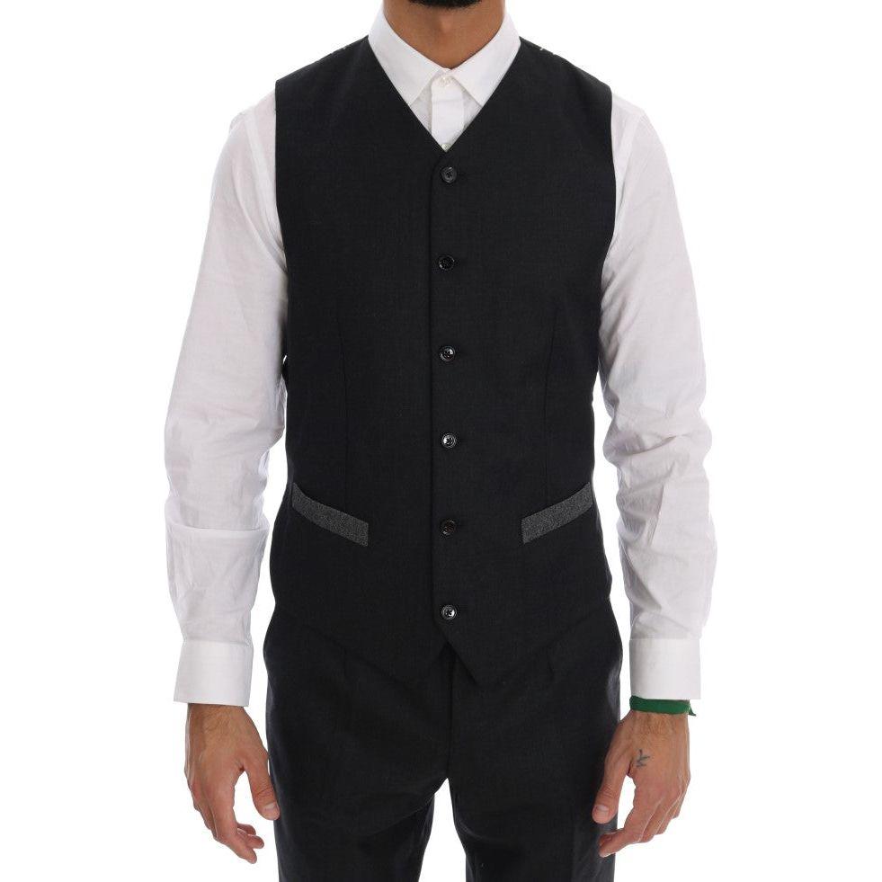 Dolce & Gabbana Elegant Gray Double Breasted Wool Suit Dolce & Gabbana Black
