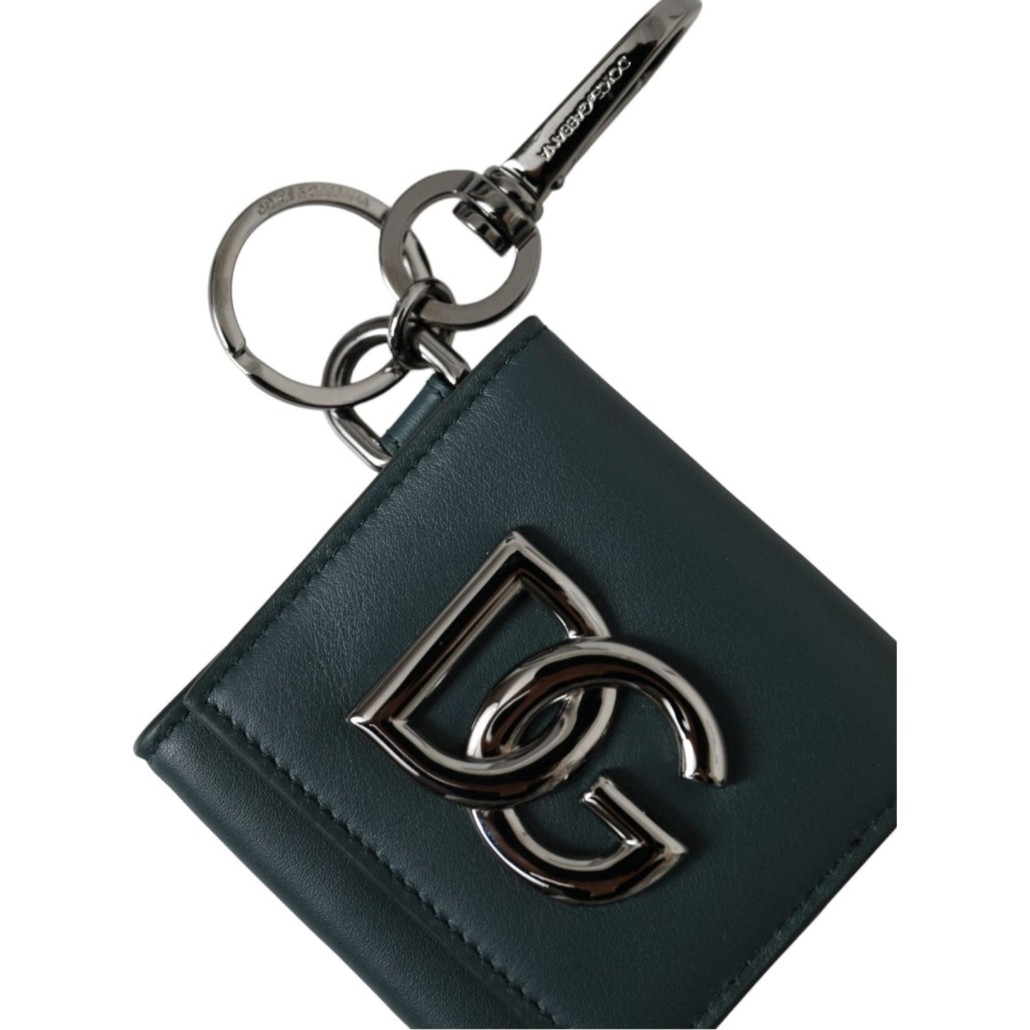 Dolce & Gabbana Green Calfskin Leather DG Logo Keyring Coin Purse Wallet Dolce & Gabbana