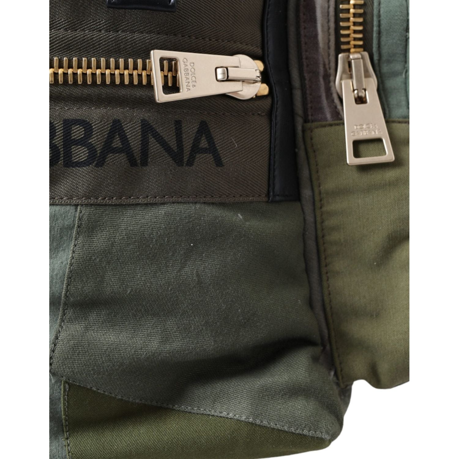 Dolce & Gabbana Military Green Patchwork Rucksack Backpack Bag