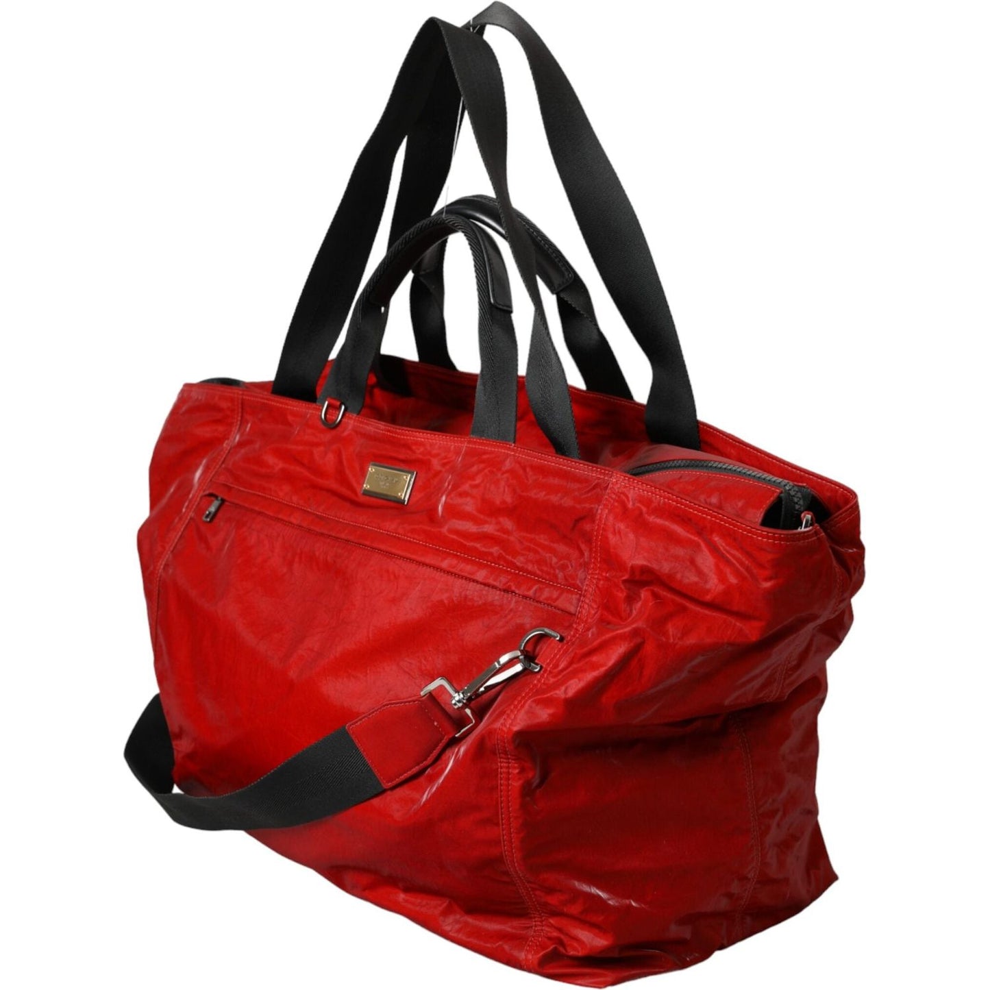 Dolce & Gabbana Red Nylon Calfskin Hand Shoulder Duffel Bag Dolce & Gabbana