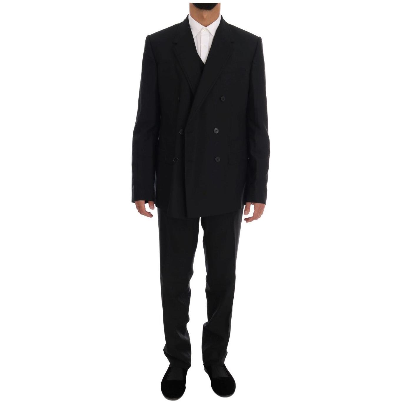 Dolce & Gabbana Elegant Black Wool Three-Piece Suit Suit Dolce & Gabbana