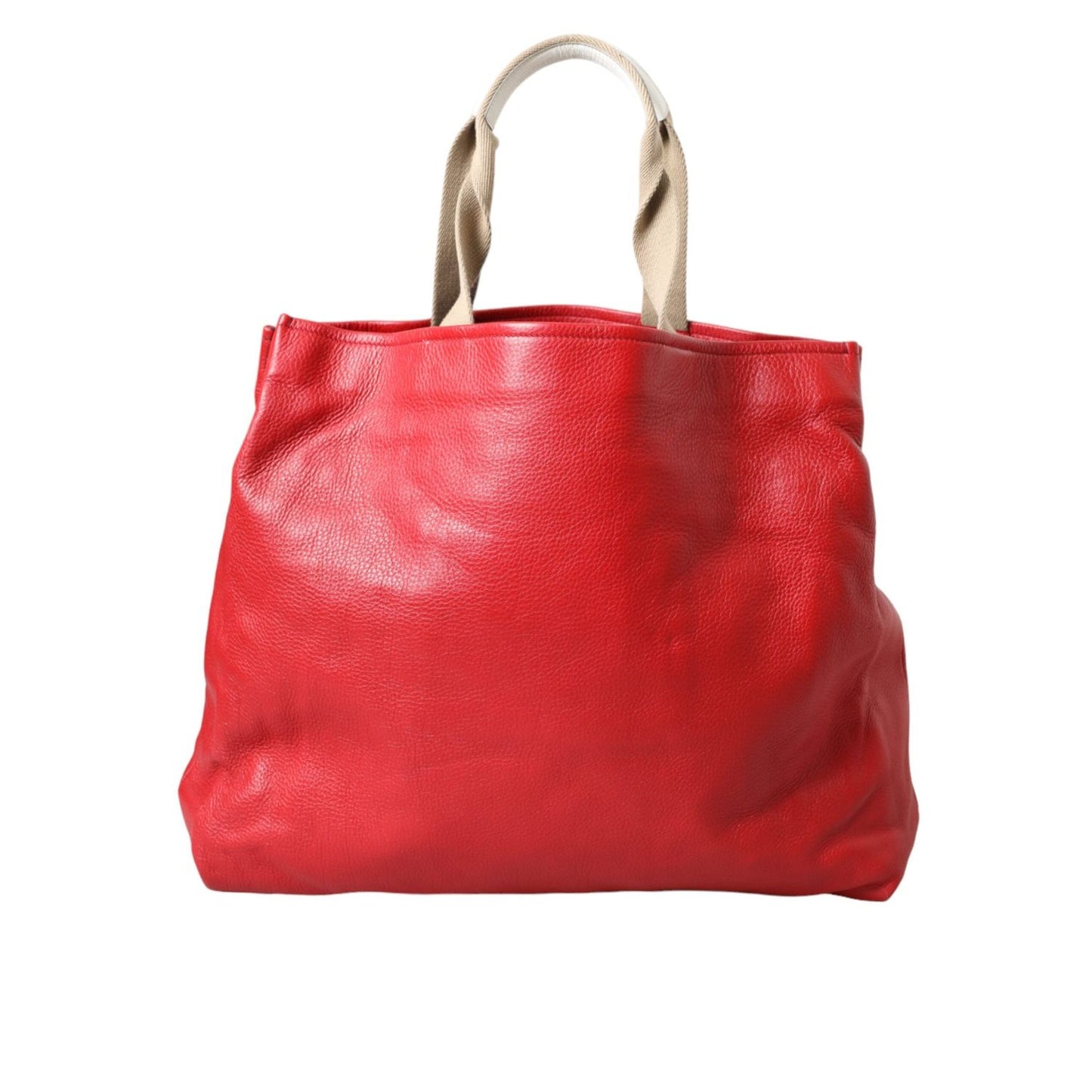 Dolce & Gabbana Red Leather #DGFamily Patch Shopping Tote Bag