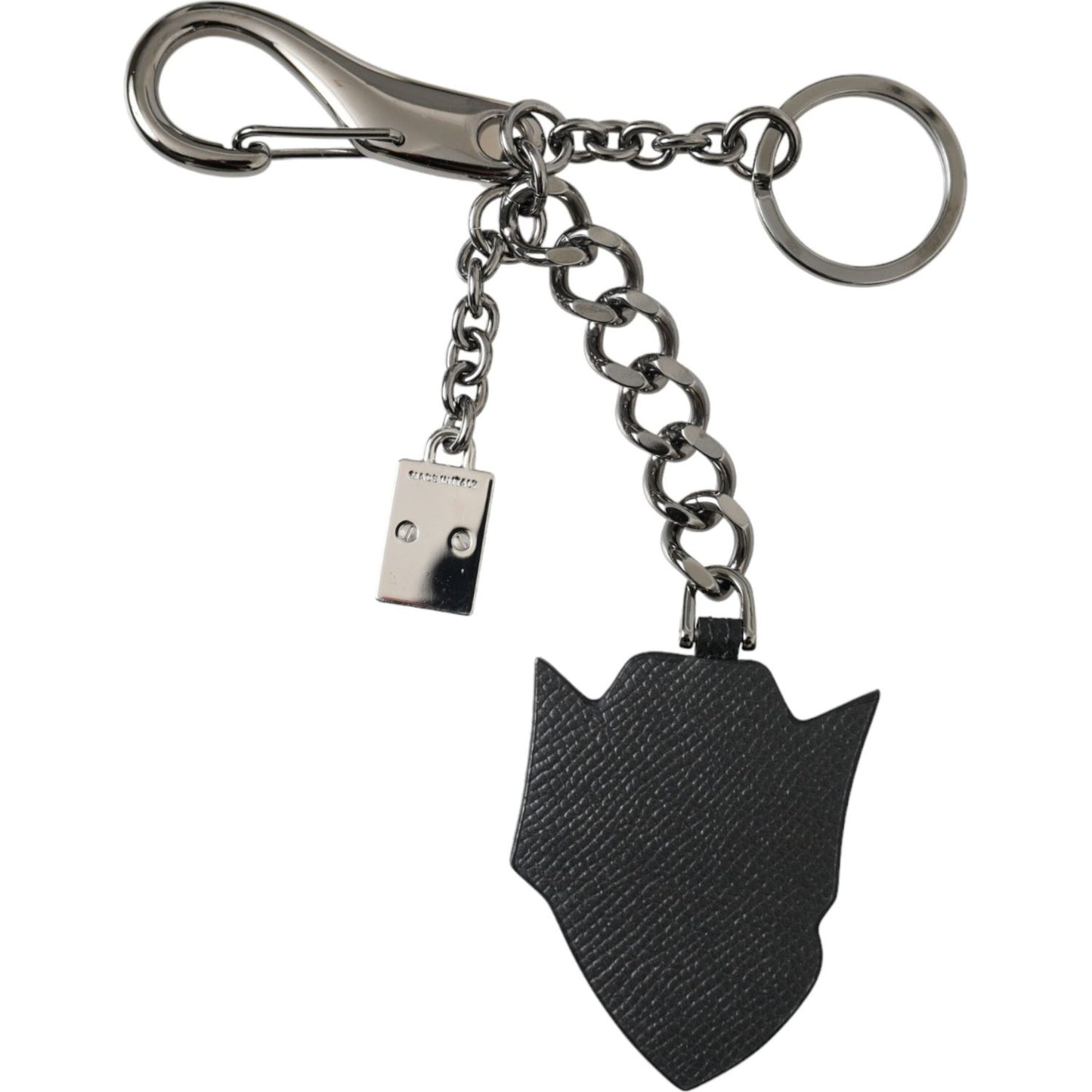 Dolce & Gabbana Black Prince Studs Logo Silver Brass Keychain Keyring Dolce & Gabbana