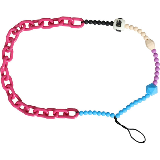 Dolce & Gabbana Multicolor Beaded Chain Logo Charm Necklace Dolce & Gabbana