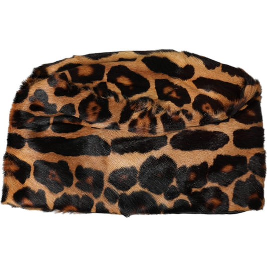 Dolce & Gabbana Brown Leopard Fur Women Bucket Hat Dolce & Gabbana