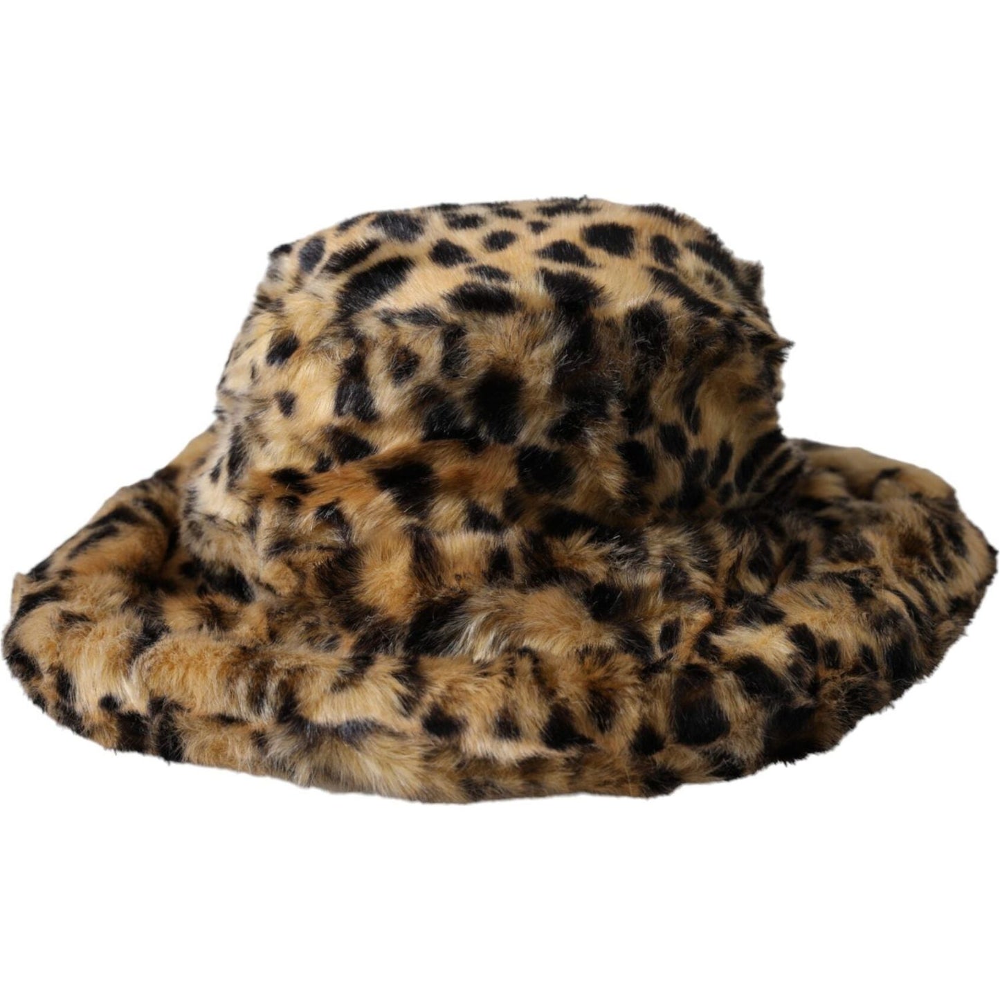 Dolce & Gabbana Brown Leopard Fur Women Bucket Hat Dolce & Gabbana