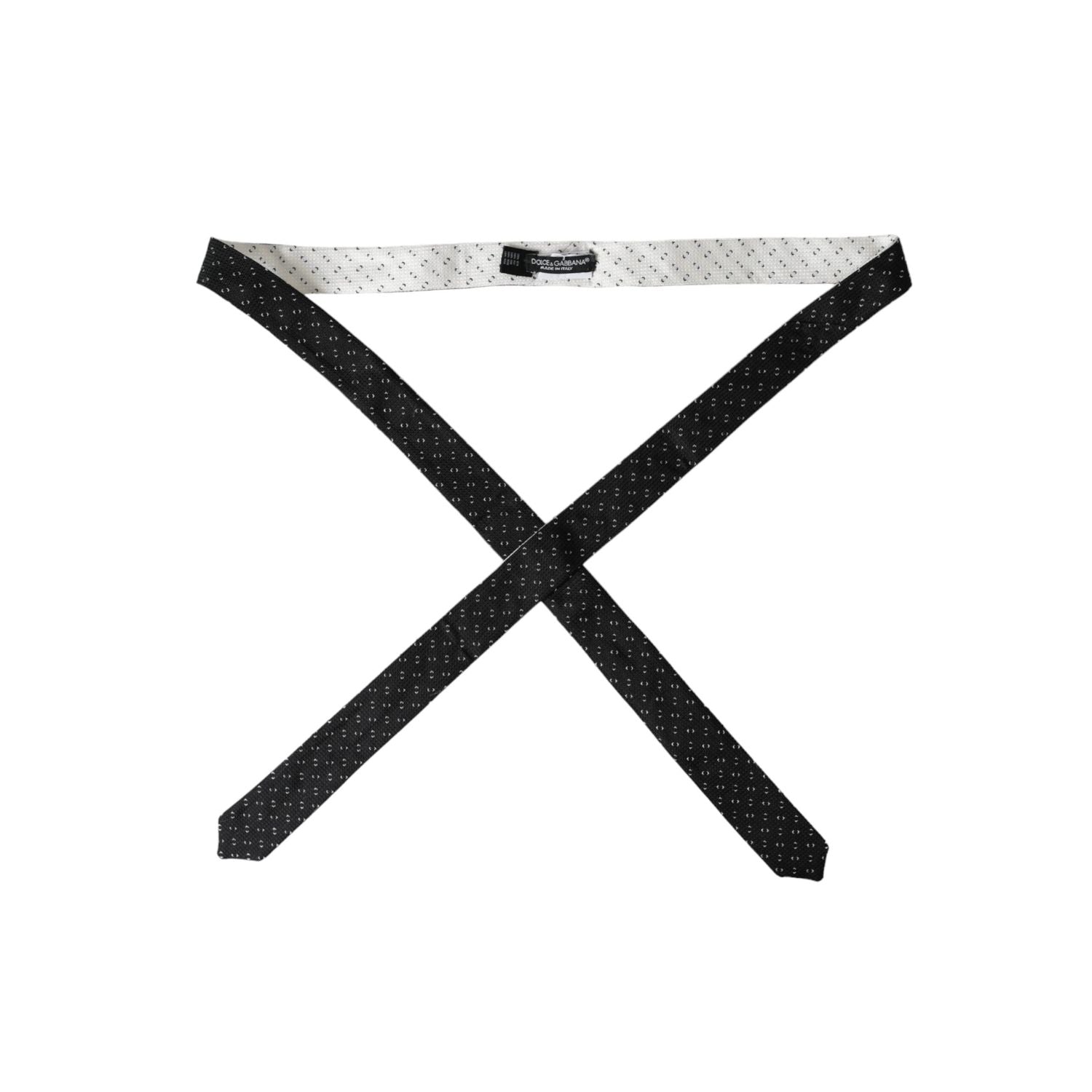 Dolce & Gabbana Black White Patterned Adjustable Tie