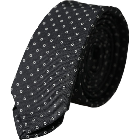 Dolce & Gabbana Black Circle Fantasy Adjustable Necktie Men Tie Dolce & Gabbana