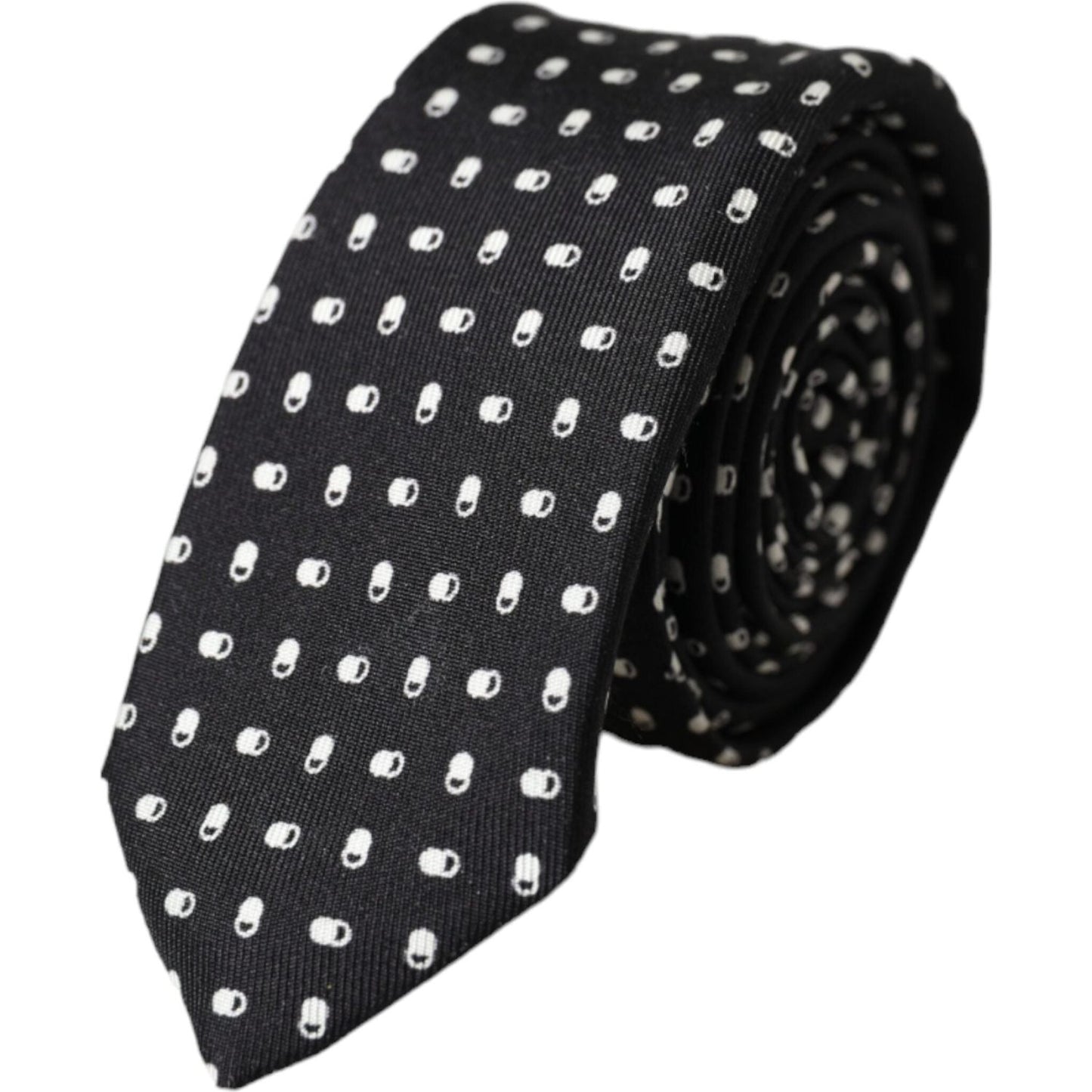 Dolce & Gabbana Black Patterned 100%Silk Adjustable Tie Dolce & Gabbana Dark Slate Gray