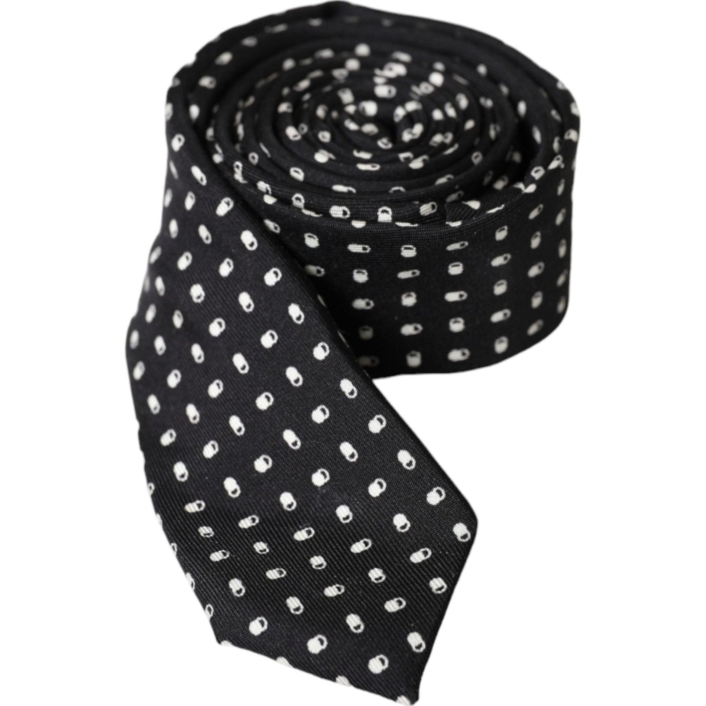 Dolce & Gabbana Black Patterned 100%Silk Adjustable Tie Dolce & Gabbana Black