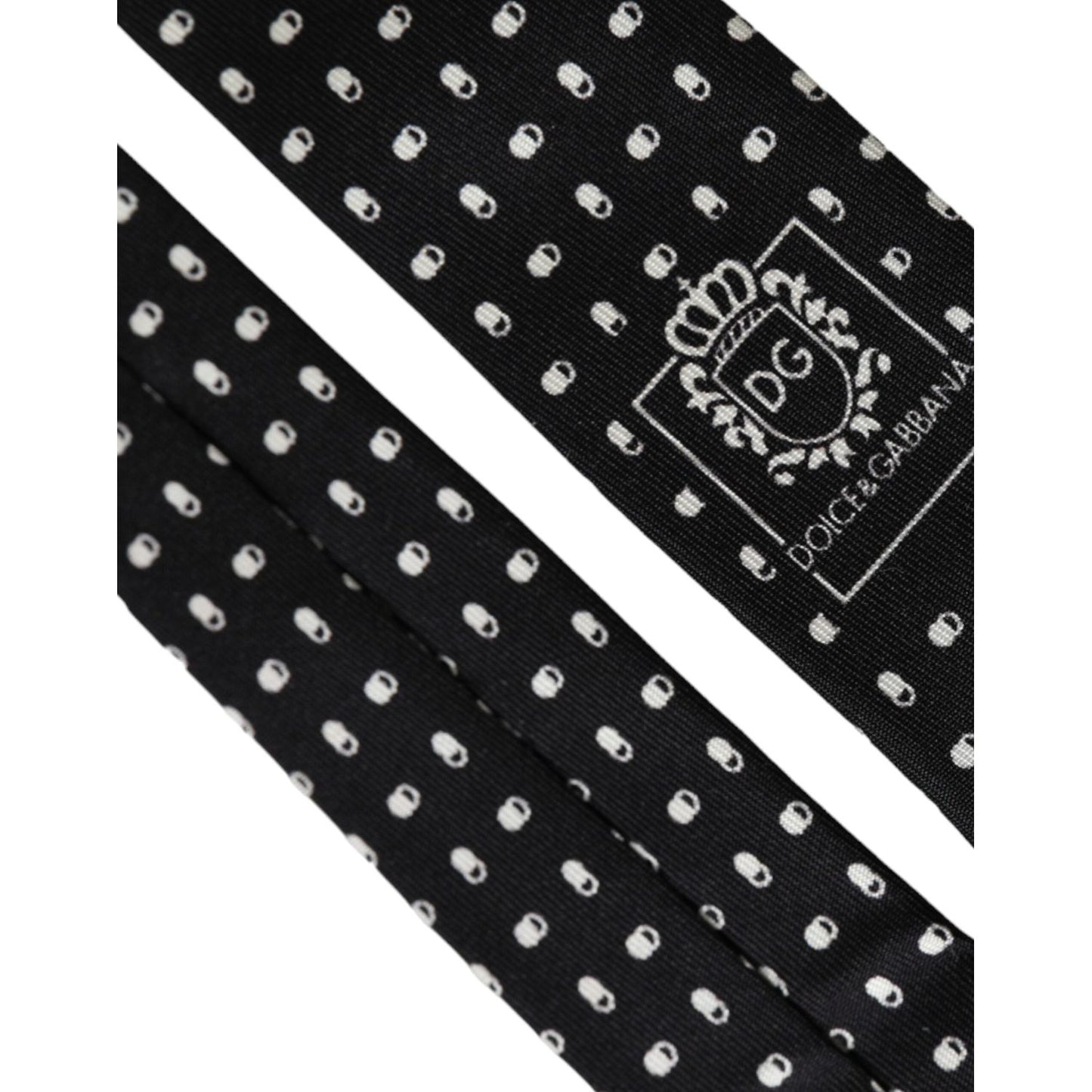 Dolce & Gabbana Black Patterned 100%Silk Adjustable Tie Dolce & Gabbana Black