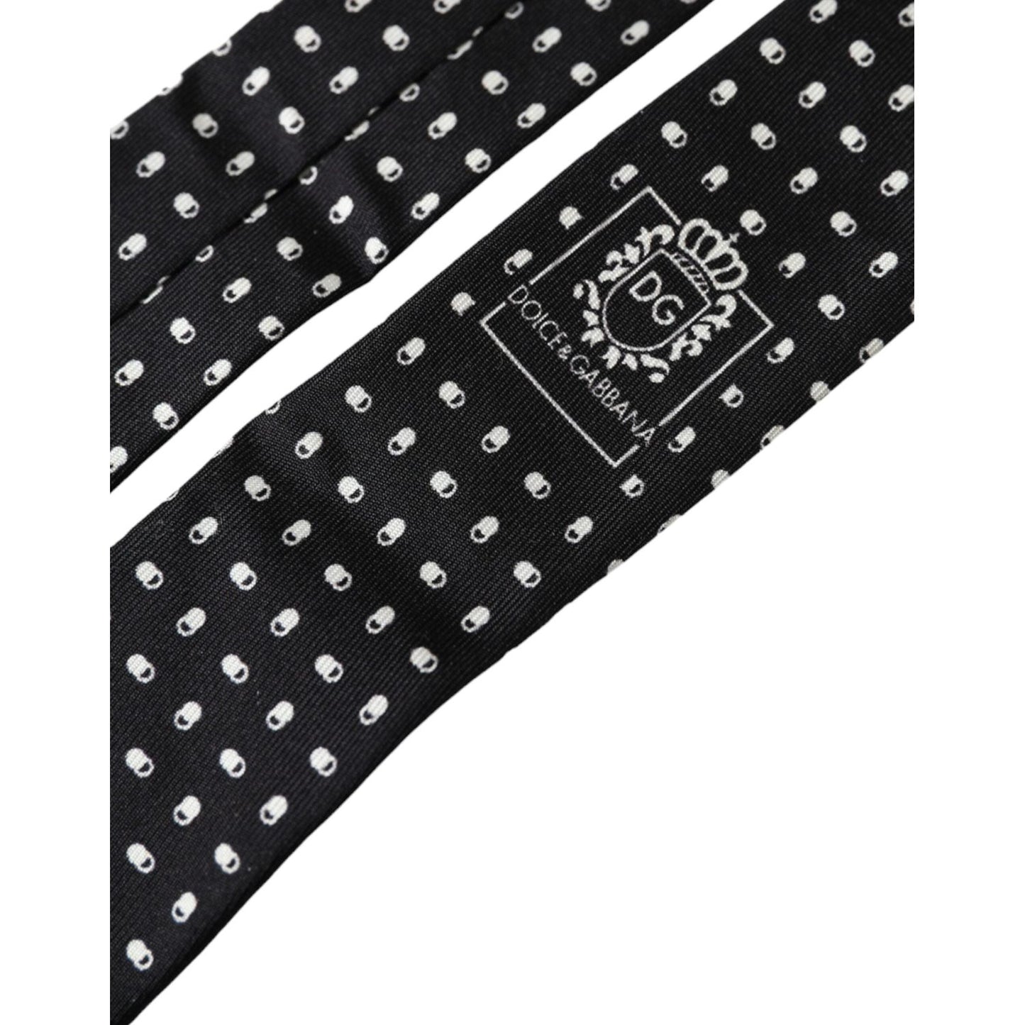 Dolce & Gabbana Black Patterned 100%Silk Adjustable Tie Dolce & Gabbana Black
