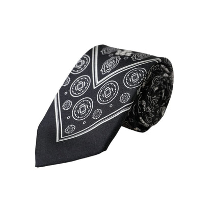 Dolce & Gabbana Black Patterned 100%Silk Adjustable Tie